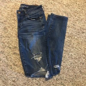 AEO ripped full length skinny jeans